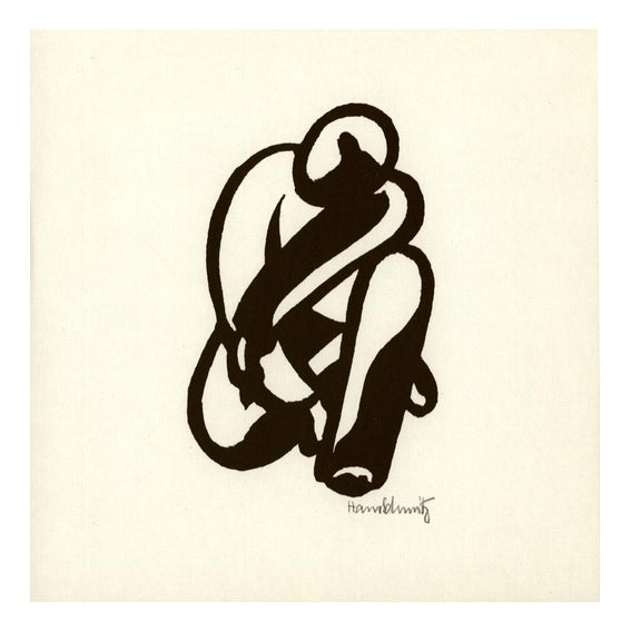 Hans Schmitz, Hockende, 1918, Linocut, Paper For Sale