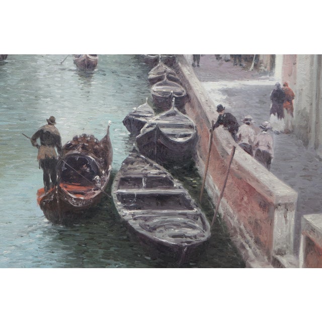 Wood Russian Vasily Gribennikov Venice Italy Canal Cityscape Oil Painting 33" For Sale - Image 7 of 12