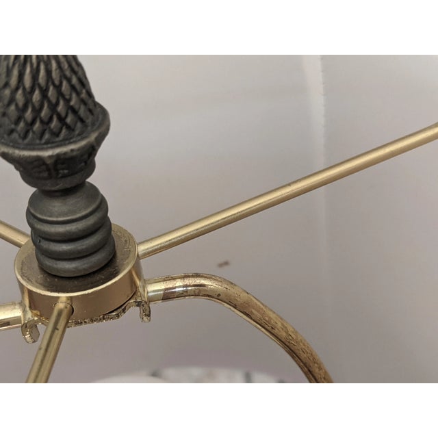 Vintage Chinoiserie Pink Chintz Ceramic Table Lamp With Pleated Lampshade For Sale - Image 11 of 15