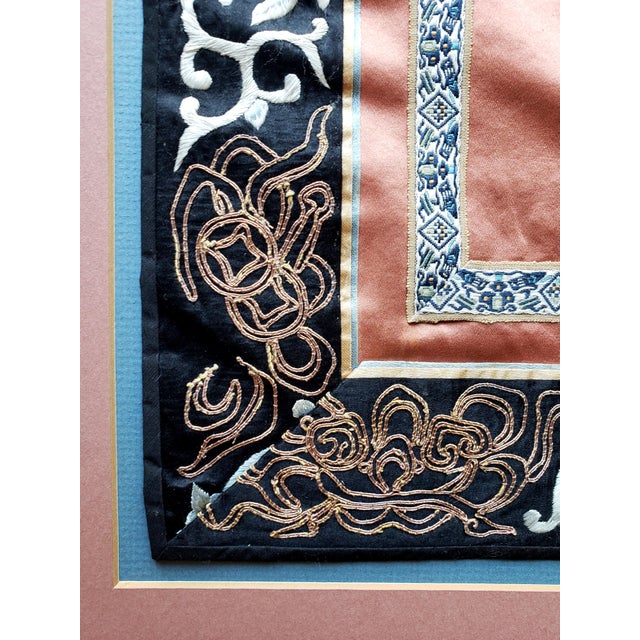 Chinoiserie Mid-Century Chinese Gold Couched Silk Embroidery Panel - Santa Barbara Estate For Sale - Image 3 of 8