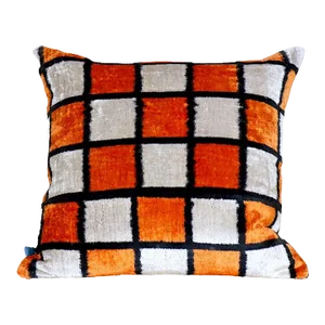 Check-Board Ikat Velvet Pillow
