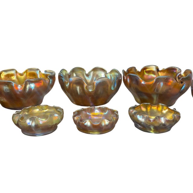 American Louis Comfort Tiffany Favrile Glass Salt Dishes – Set of Eight - Early 20th C. For Sale - Image 3 of 9