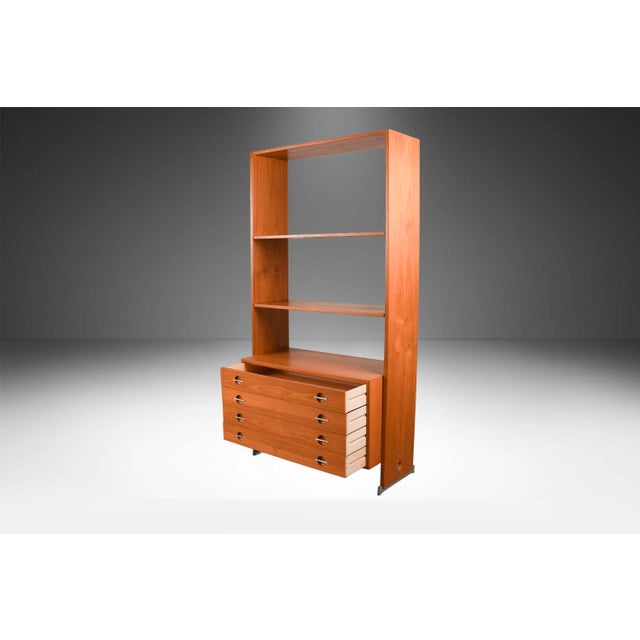 Mid-Century Modern Hans Wegner Danish Teak Single Column Freestanding Wall Unit Room Divider For Sale - Image 3 of 14