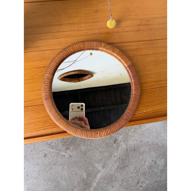 Vintage Round Wicker Mirror, 1960s For Sale - Image 17 of 17