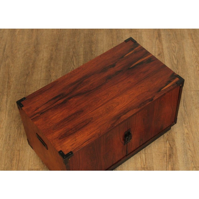 1960s Mid Century Campaign Style Two-Door Rosewood Cabinet For Sale - Image 5 of 13