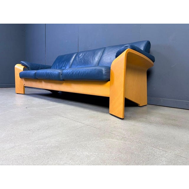 Blue Vintage Pegasus 3 Seater Reclining Sofa by Ekornes, Norway, 1990s For Sale - Image 8 of 15