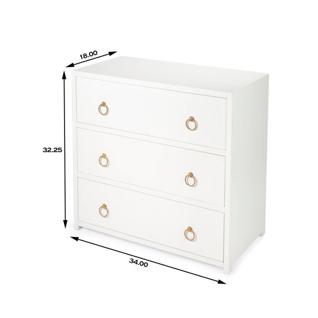 Transitional Lark 3 Drawer Dresser, White For Sale - Image 3 of 10