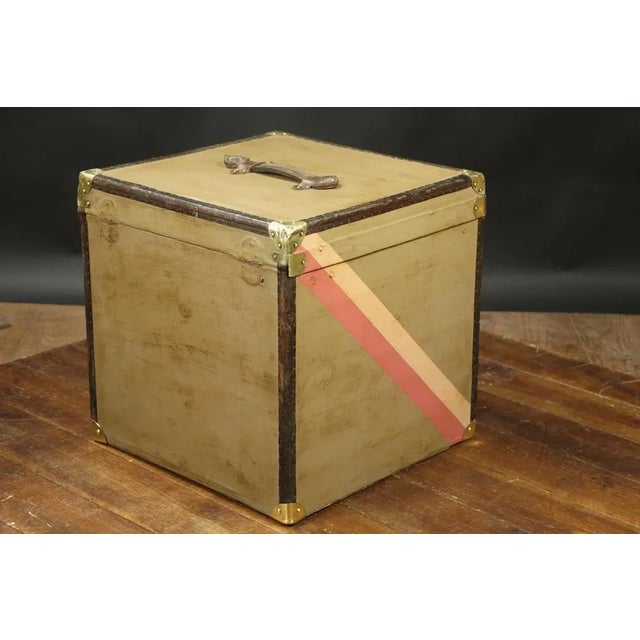 Canvas and Leather Hat Trunk For Sale - Image 3 of 7