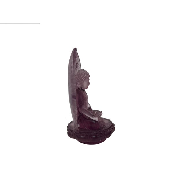 Purple Crystal Glass Amethyst Purple Gautama Amitabha Shakyamuni Statue For Sale - Image 8 of 10