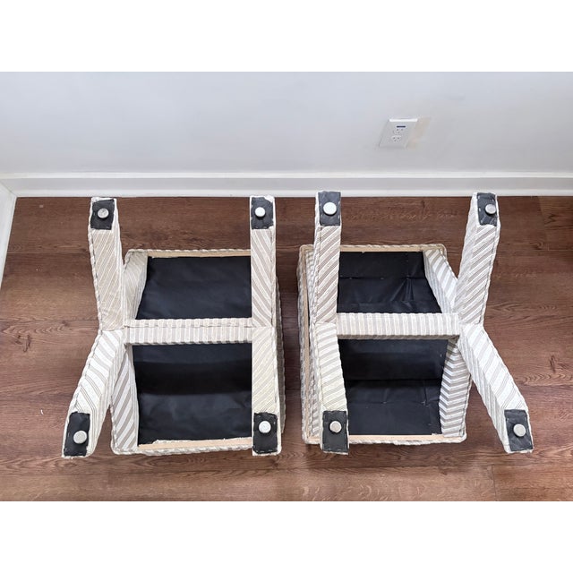 Pair of Upholstered X Leg Benches For Sale - Image 13 of 14