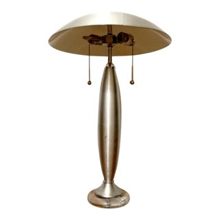 Vintage Laurel Lamp Co. Style Brushed Steel Domed Lamp For Sale