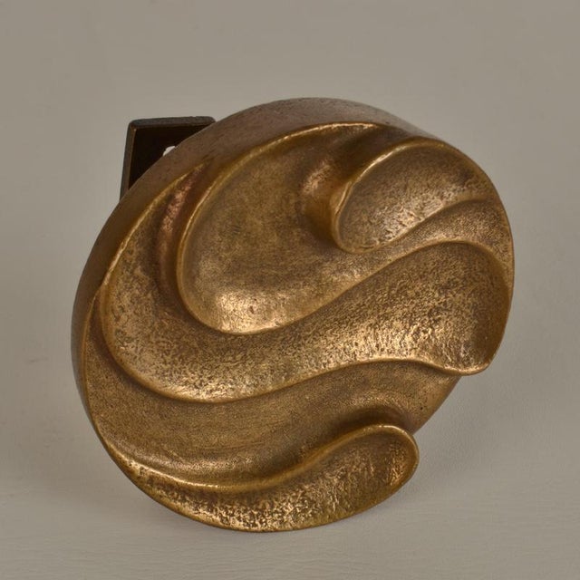 Round Push and Pull Door Handle in Bronze with Curvaceous Relief, 1970s For Sale - Image 3 of 13