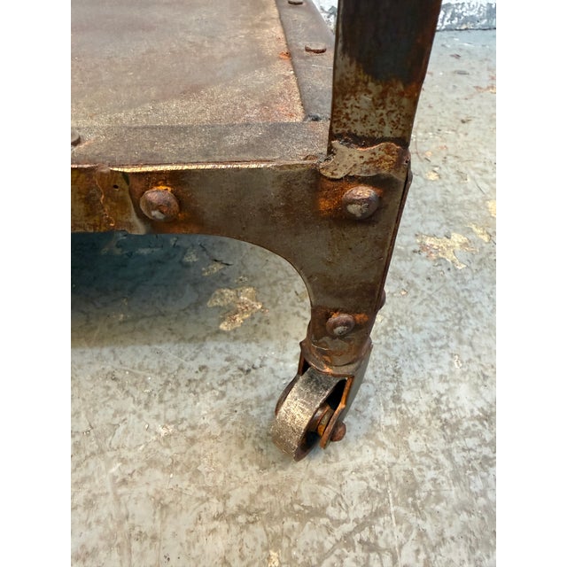 Late 20th Century Rustic Industrial Two-Tier Metal Accent Table For Sale - Image 13 of 15