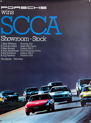Porsche Wins Scca Showroom Stock Original Porsche Poster by Advertising Agency Strenger, 1980