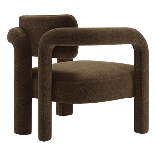 Double Arch Armchair in Brown Chenille from Insidherland For Sale