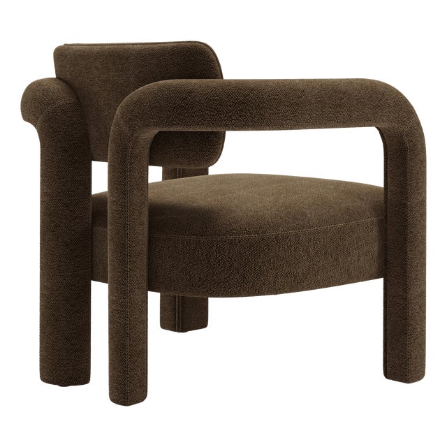 Double Arch Armchair in Brown Chenille from Insidherland For Sale