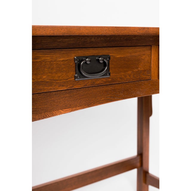 Wood Mission Quarter Sawn Oak Writing Desk - MC For Sale - Image 7 of 11