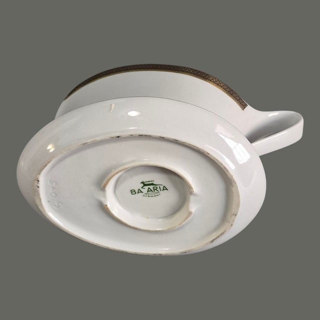 Elegant Vintage Art-Deco Bavaria Germany Fine Porcelain Gilded Gravy Boat For Sale - Image 6 of 9