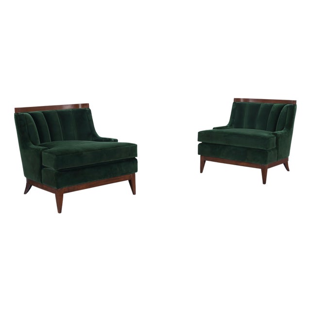 Mid-Century Modern Walnut Lounge Chairs Styled After Erwin Lambeth For Sale