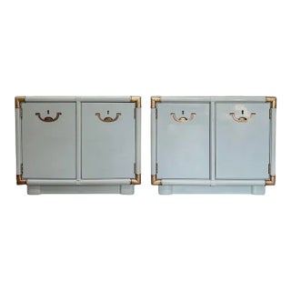1960s Mid-Century Drexel Heritage Lacquered Blue Nightstands - Set of 2 For Sale