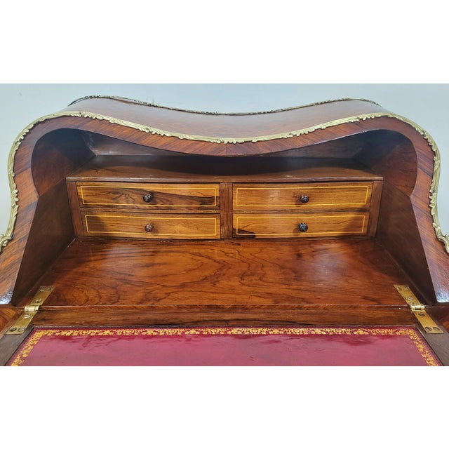 French 19th C Louis XV Rosewood & Satinwood Fitted Slant Front Lady's Desk For Sale - Image 13 of 18