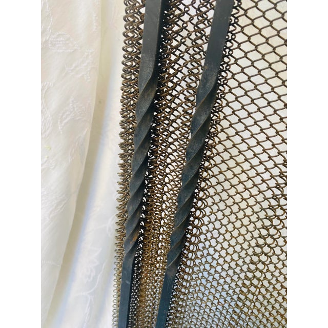 Mid Century Modern Brass and Iron Greek Key Design Fireplace Screen For Sale - Image 12 of 13