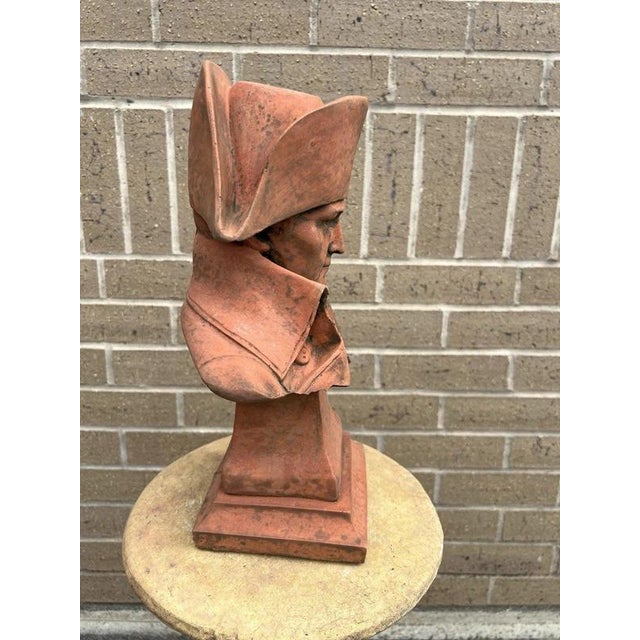 Gold Napoleon Bonaparte Cast Stone Bust with Terracotta Finish Garden Ornament For Sale - Image 8 of 18