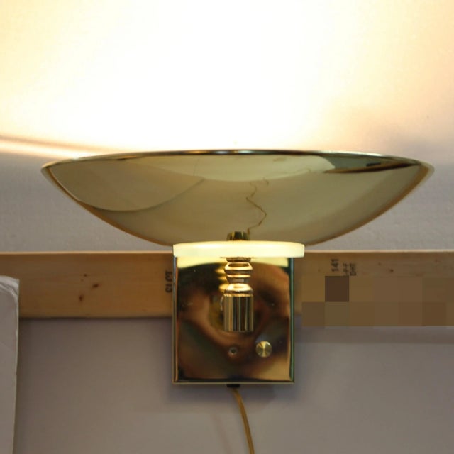 1980s Vintage Mid Century Modern Brass Flying Saucer Wall Sconce For Sale - Image 5 of 11