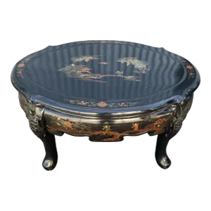 1950s Black Lacquer Chinoiserie Coffee Table