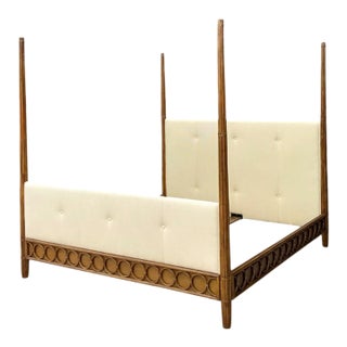 Vintage Orlando Diaz Azcuy for McGuire King Size “Vendome” Rattan Bed For Sale