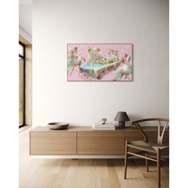 Pink Station Wagon by Steve Moors 42" × 23.75" Ready to Hang For Sale - Image 8 of 10