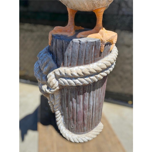 White 1960s Monumental Metal Jumbo Nautical Pelican on Stand For Sale - Image 8 of 17