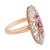 1910s French Belle Époque Ruby Diamond 18k Rose Gold Navette Ring, Size 7.25 For Sale - Image 4 of 7