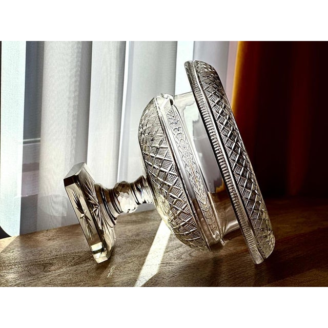 Glass Antique Anglo-Irish Cut Glass Pedestal Bowl For Sale - Image 7 of 9