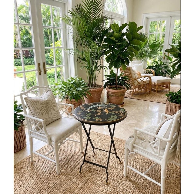 Vintage Italian Hand-Painted Chinoiserie Tray Table by Ganci & C. For Sale - Image 9 of 11