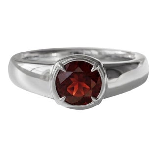 Garnet Signet Unisex Ring, Wedding Engagement Ring, Red Gemstone Birthstone Ring Us 7 For Sale
