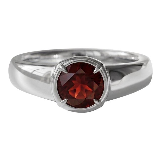 Garnet Signet Unisex Ring, Wedding Engagement Ring, Red Gemstone Birthstone Ring Us 7 For Sale