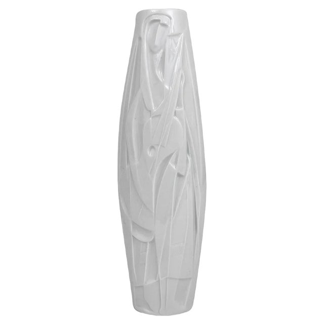 White Relief Op Art Porcelain Vase by Cuno Fischer for Rosenthal Studio-Linie, 1960s For Sale