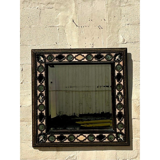 Late 20th Century Vintage Boho Maitland Smith Specimen Stone Mirror For Sale - Image 5 of 8