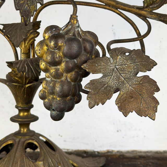 Antique French Candleholder with Flowers and Grapes, 1890s For Sale - Image 3 of 16