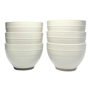 Bee & Willow “Milbrook, White” Set of 6 Ceramic Coupe All Purpose Bowls For Sale