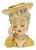 Vintage Arnart Head Vase Lady Yellow Hat Pearl Necklace Earrings Japan. For Sale