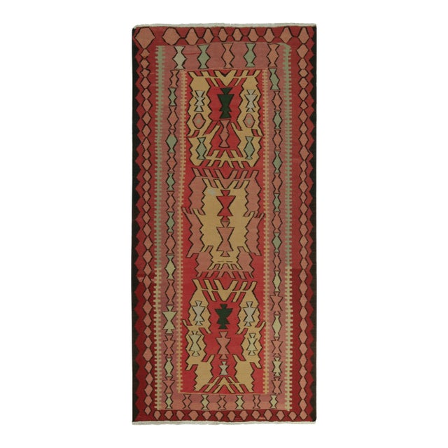 Vintage Persian Tribal Kilim Rug in Red, Pink, Gold Patterns Rug & Kilim For Sale