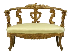19th Century Antique Italian Giltwood Settee