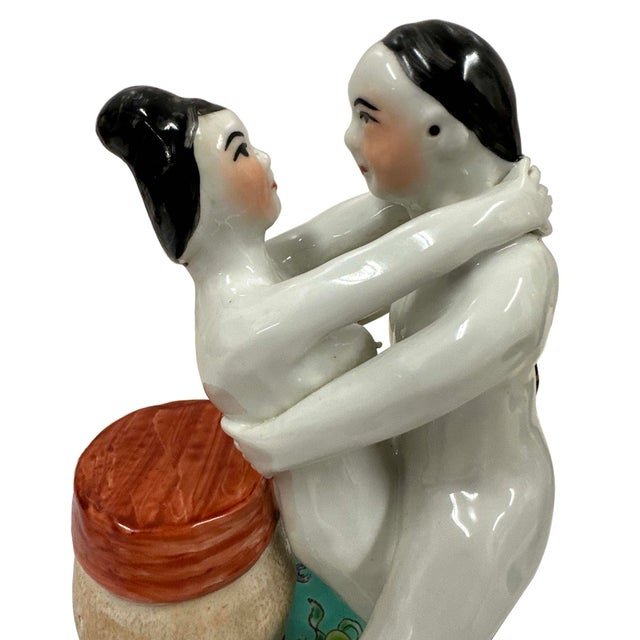 These "spring palace paintings" (春宫畫), Chinese erotic porcelain figurine were historically given to brides and young...