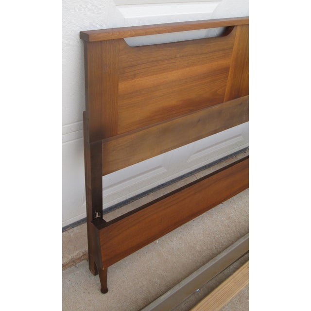 Mid Century Modern Walnut Bed Headboard Footboard Full For Sale - Image 9 of 17