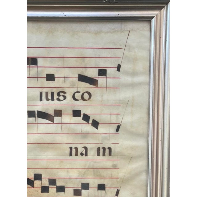 16th/17th Century Spanish Gregorian Chant Manuscript Leaf on Vellum in Glazed Silvergilt Frame. For Sale In West Palm - Image 6 of 10
