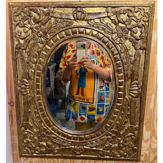 Mexican 2021 Park Hill Collection Antiqued Gold Oval Wall Mirrors—a Pair For Sale - Image 3 of 9