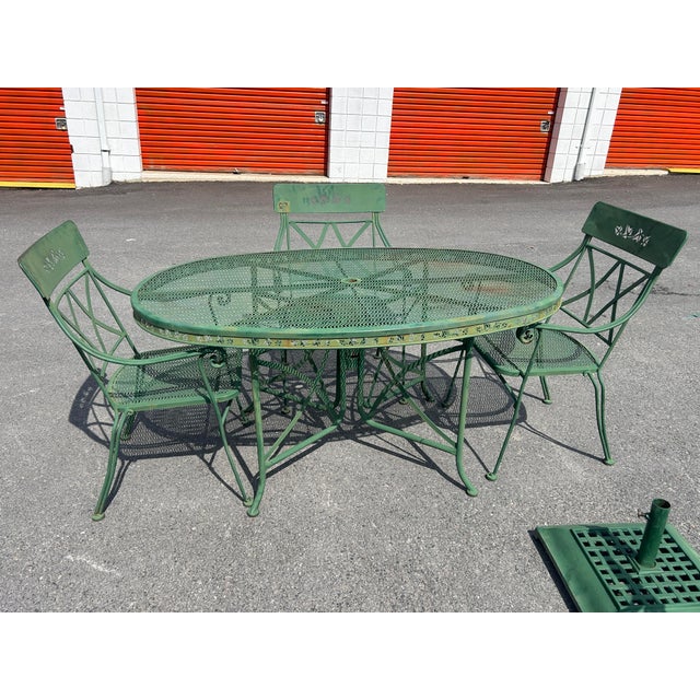 Vintage Wrought Iron Patio Set Table and 4 Chairs **** For Sale - Image 11 of 11