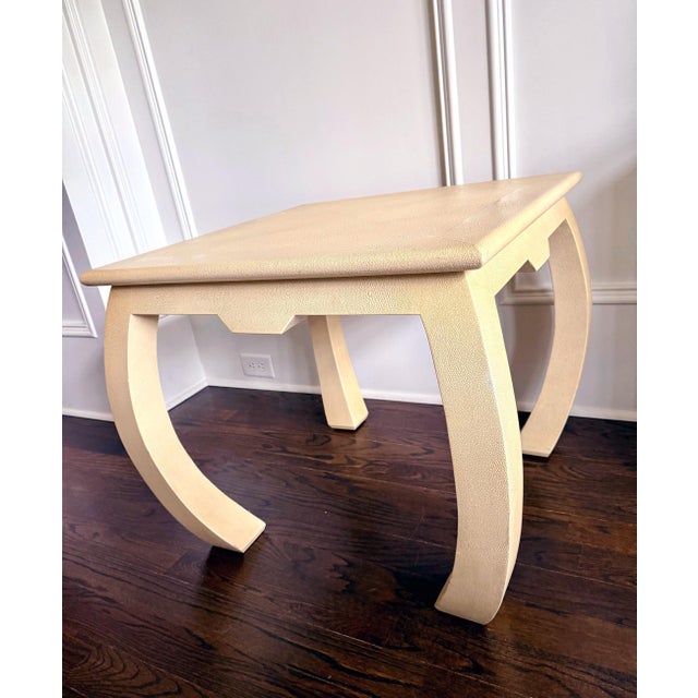 Wood 1970s Embossed Leather Square Table Karl Springer For Sale - Image 7 of 15